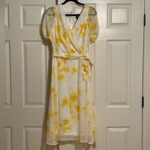 DKNY midi dress with puff sleeves